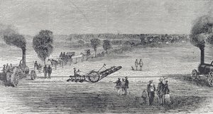 Arado a vapor en la granja de Patterson, ilustración de 