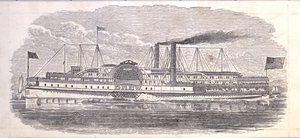 Barco de vapor Drew, boleto para la línea nocturna de Peoples, de Albany a Nueva York, reverso de American School