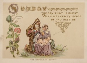 El domingo, día bendecido por la paz y el descanso celestiales (cromolito)