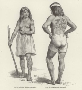 Mujer y hombre Haida tatuados de American School