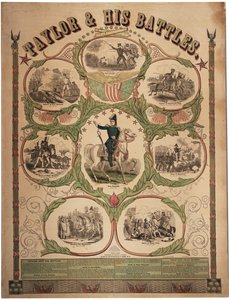 Taylor y sus batallas, impreso por Rufus Blanchard de Cincinnati y publicado por Ensign & Thayer, Nueva York, 1847
