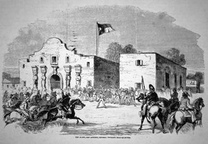 El fuerte Alamo en San Antonio, cuartel general del General Federal Twiggs (1790-1862) de American School