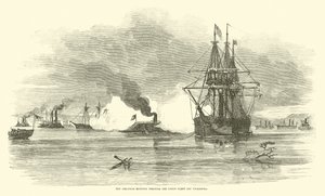 El Arkansas atravesando la flota de la Unión frente a Vicksburg, julio 1862 de American School