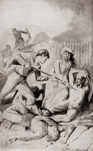 La batalla de Quallah Battoo en 1832, de "The History of Our Country", publicado en 1905 (litografía). de American School