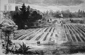 El cementerio en el campo de prisioneros de guerra en Andersonville de American School