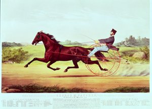 El célebre caballo, George M. Patchen, el campeón del césped, grabado por Nathaniel Currier y James Merritt Ives, 1860