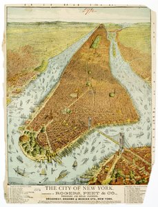 La ciudad de Nueva York, cortesía de Rogers, Peet & Co., Mayoristas y Minoristas de Ropa, Broadway, Broome & Mercer Sts., NY.