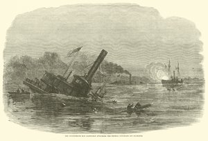 El ariete confederado Albemarle atacando los cañoneros federales frente a Plymouth, octubre 1864 de American School