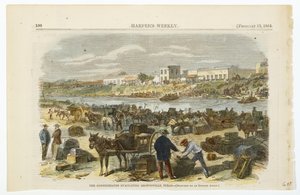 Los confederados evacuando Brownsville, Texas, c. 1864 de American School