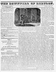 La Caída de Babilonia, ilustración de un folleto Anti-Católico que muestra a una monja arrojando a un infante asesinado a un pozo, 1836 de American School