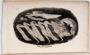 La Explosión, ilustración de La Visión del Juicio, o Un Regalo para los Whigs del 76 y 37 por Junius Jr., 1938 de American School