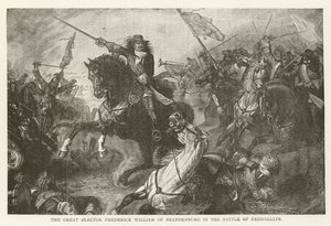 El Gran Elector Federico Guillermo de Brandeburgo en la batalla de Fehrbellin