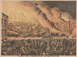 El gran incendio en Chicago, 9 de octubre, vista desde el lado oeste, 1871 de American School