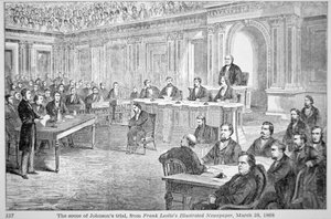 El juicio político del presidente Johnson en 1868, ilustración de 