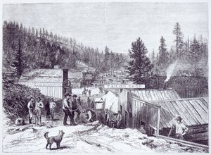 La guerra india, Deadwood City, Black Hills de Dakota, de una fotografía de S. J. Morrow de American School