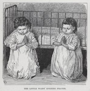 La oración vespertina de los pequeños huérfanos (litografía) de American School