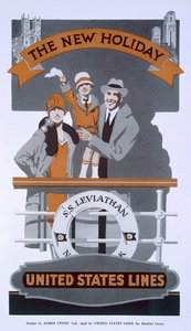 Las Nuevas Vacaciones, anuncio para United States Lines, SS Leviathan, 1920s de American School