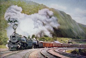 El expreso de Nueva York a Chicago en la Curva de la Herradura, Alleghany, c.1930 de American School
