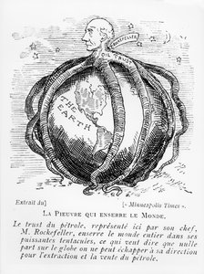 El pulpo que estrangula el mundo, caricatura de The Minneapolis Times, reproducida en Lectures Pour Tous, 1902-03 de American School