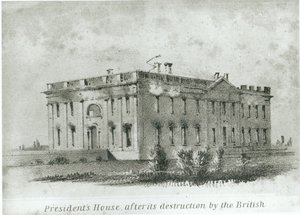 La Casa del Presidente después de su destrucción por los británicos, de 
