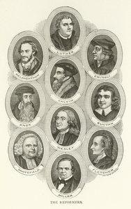 Los reformadores, Lutero, Melanchthon, Zwinglio, Calvino, Knox, Bunyan, Wesley, Whitefield, Fletcher, Miller de American School