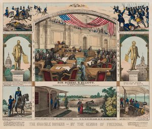 El grillete roto - Por el genio de la libertad, c.1860-1879 (litografía en color)