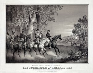 La rendición del general Lee, pub. 1866 (litografía) de American School
