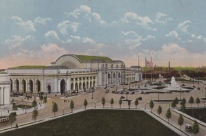 The Union Station, Washington DC (litografía en color) de American School