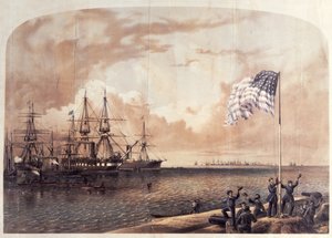 La victoria de la Unión en Port Royal, 7 de noviembre de 1861, grabado por Shearman y Hart, 1861