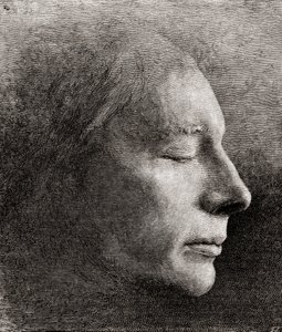 La máscara mortuoria de John Keats, de "The Century Illustrated Monthly Magazine", publicado en 1884 (grabado)