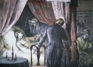 La muerte de George Washington en Mount Vernon, Virginia de American School