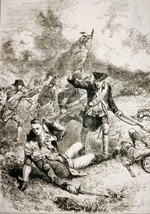 La muerte del mayor John Pitcairn de los marines británicos en la batalla de Bunker Hill de American School