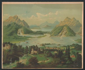 Los lagos de Killarney, c.1878 (cromolito) de American School
