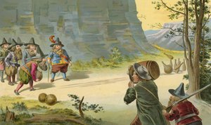 El juego de bolos en las montañas