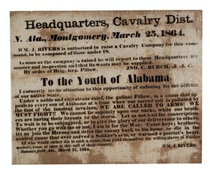 A la juventud de Alabama: ¡Llamamos a las armas! (cartel de reclutamiento), 25 de marzo de 1864