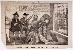 Tío Sam enfermo con La Grippe, 1837 de American School