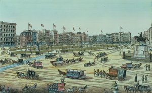 Union Square y la Calle Catorce a la Calle Diecisiete, de una serie de 48 Vistas de Nueva York y sus Alrededores, pub. por Charles Magnus de American School