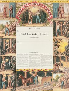 Certificado de United Mine Workers, 1890 de American School