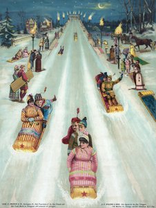 Póster victoriano de trineo nocturno de American School