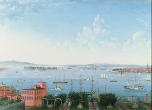 Vista del puerto de Nueva York desde Brooklyn Heights, c.1860 de American School