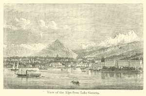 Vista de los Alpes desde el lago de Ginebra de American School