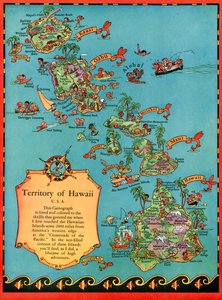 Mapa turístico de época de Hawaii