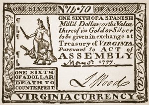 Moneda de Virginia, equivalente a un sexto de un dólar español, 1777 de American School