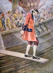 Walking the plank (litografía en color) de American School