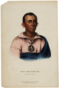 Wat-Che-Mon-Ne, Jefe Ioway, ilustración de La Historia de las Tribus Indias de América del Norte por Thomas L. McKenney y James Hall, c.1842-70 de American School