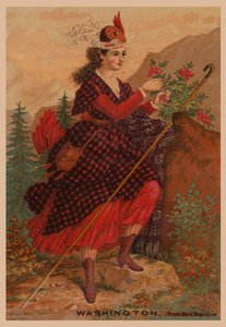 Mujer de rojo (cromolito)