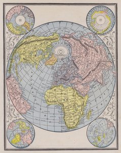 Mapa mundial que muestra los continentes, regiones polares y cambios en los niveles del mar de American School