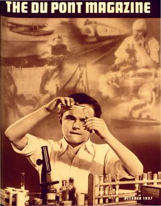 Niño con set de química, portada de la revista DuPont, octubre 1937 de American School