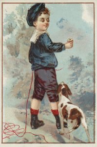 Niño joven con perro de American School