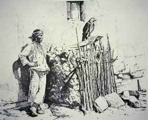 Tribu Zuni con una jaula de águila de American School